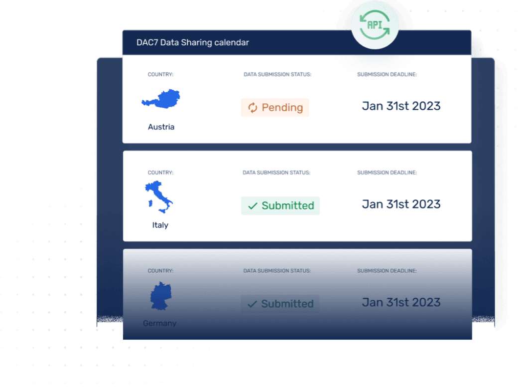 DAC7 Data Sharing calendar screen