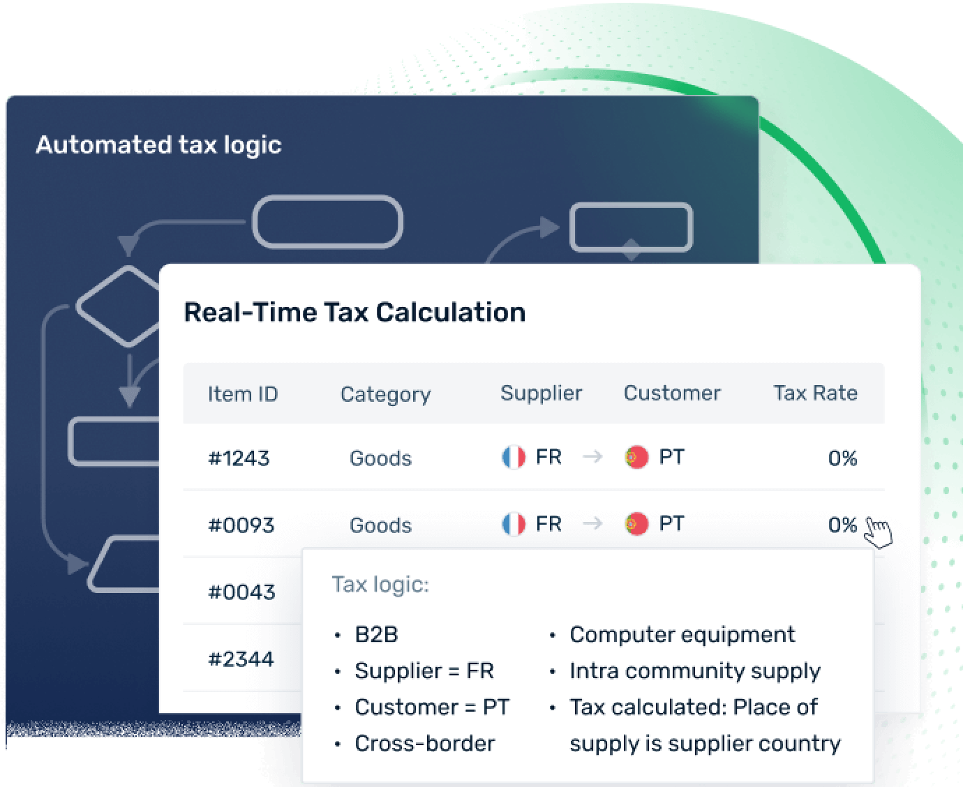 Real-Time Tax Calculation screen